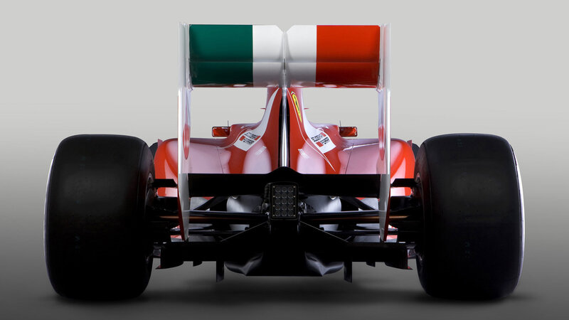 Rear View of Formula One Car — Red