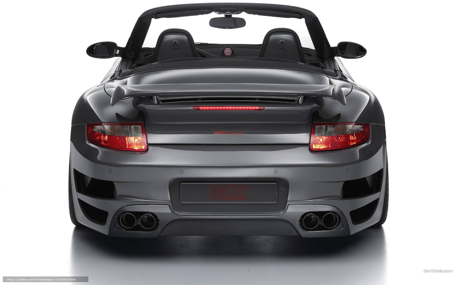 rear view of gray sports car