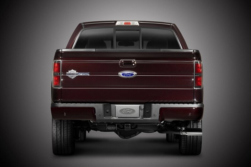 rear view of maroon Ford F-150