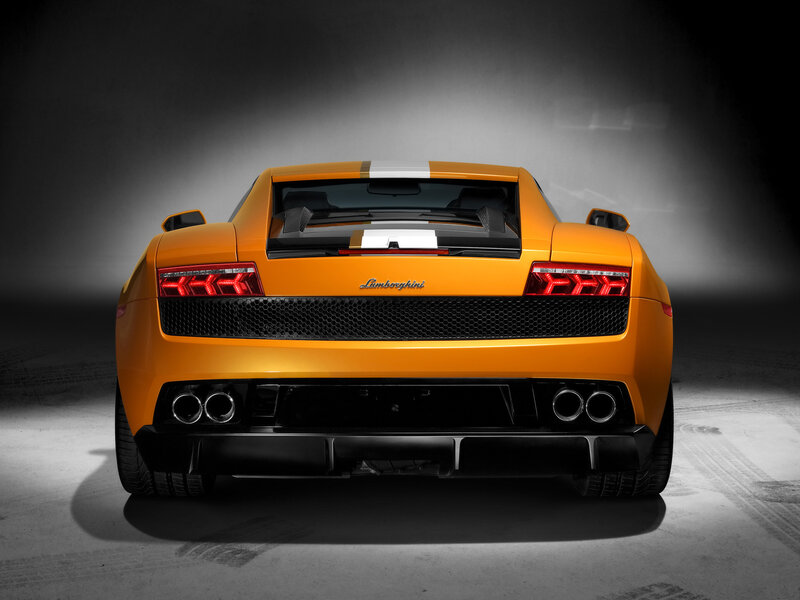 rear view of orange Lamborghini