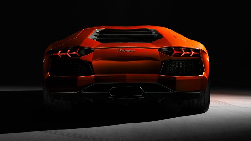 rear view of orange Lamborghini