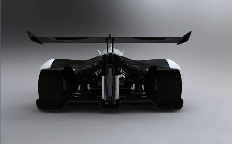 Rear View of Race Car — Black