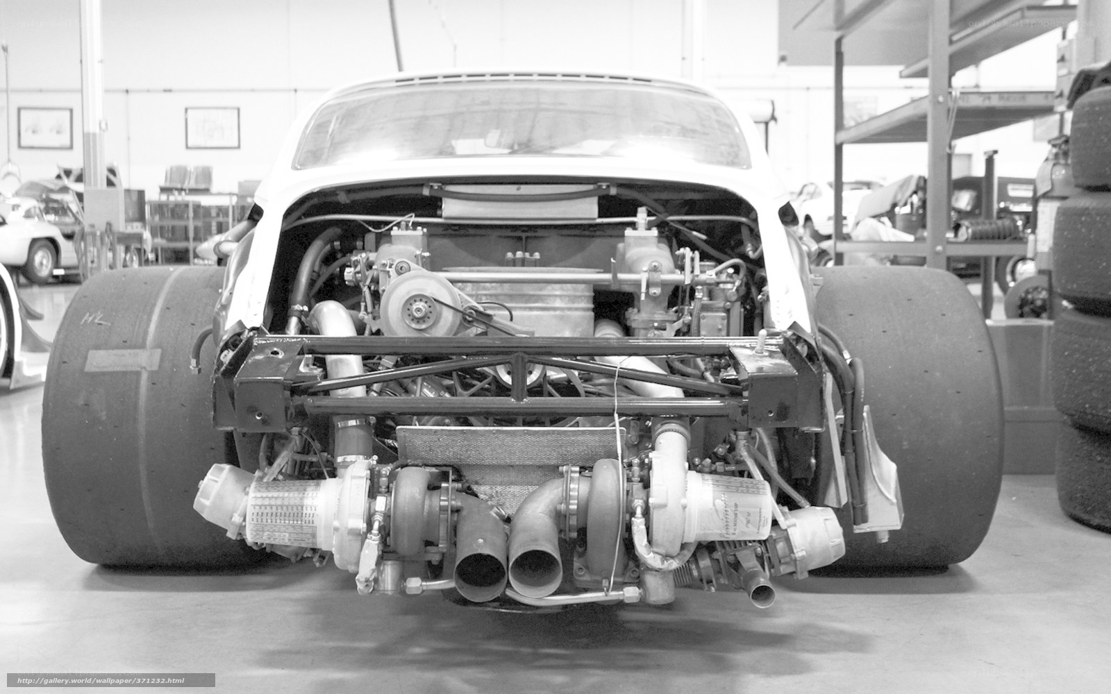 rear view of race car engine