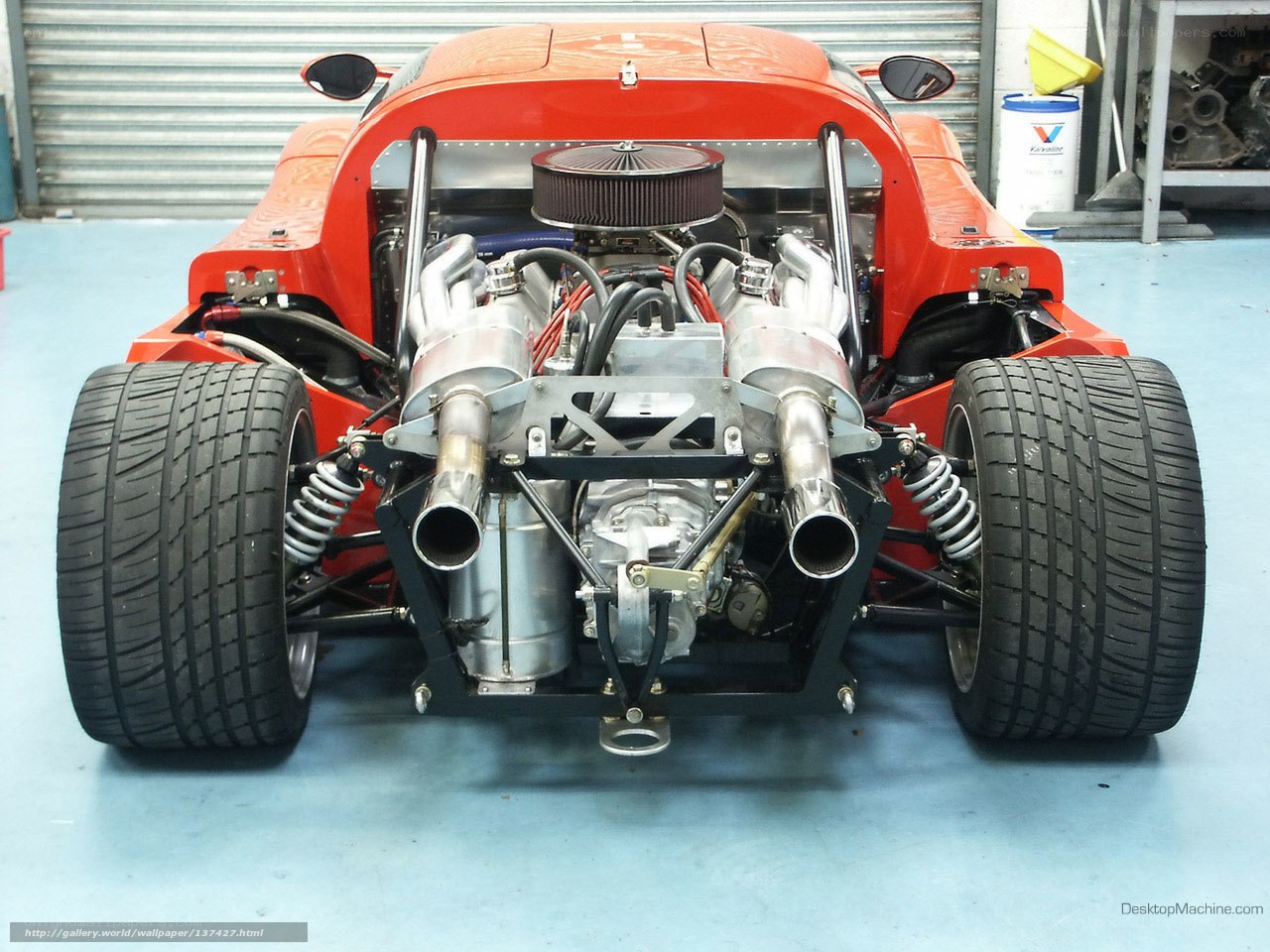 rear view of red race car