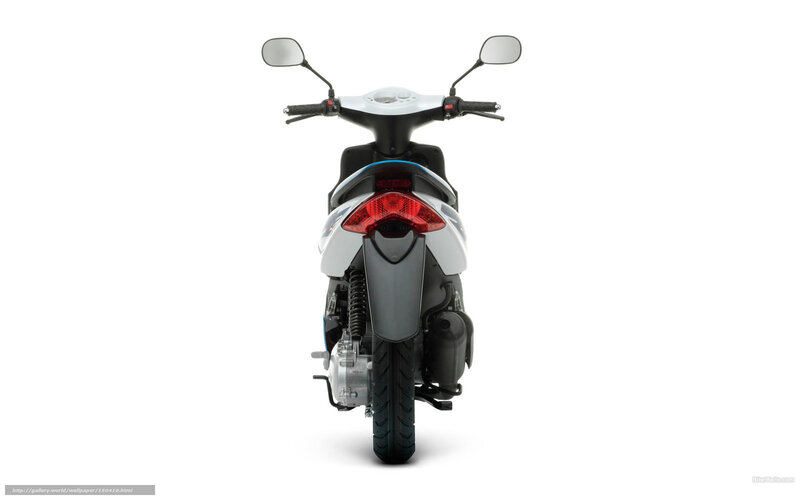 Rear View of Scooter — White, Neutral