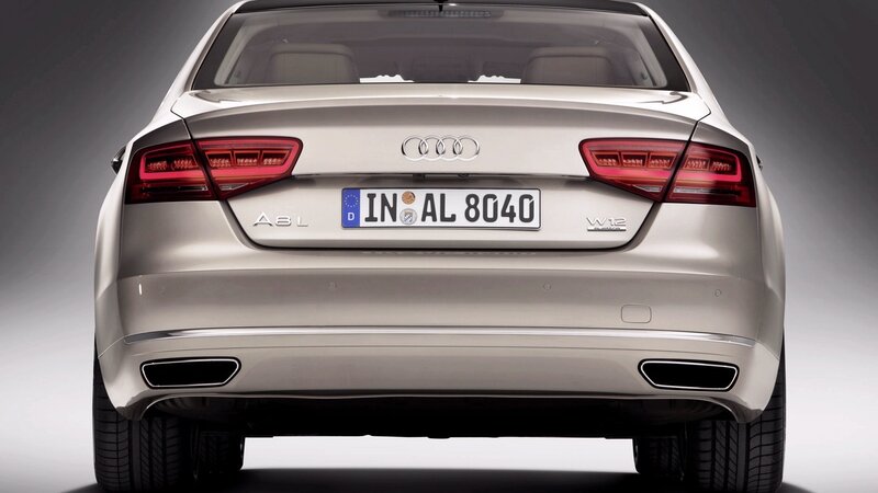 rear view of silver audi a8l