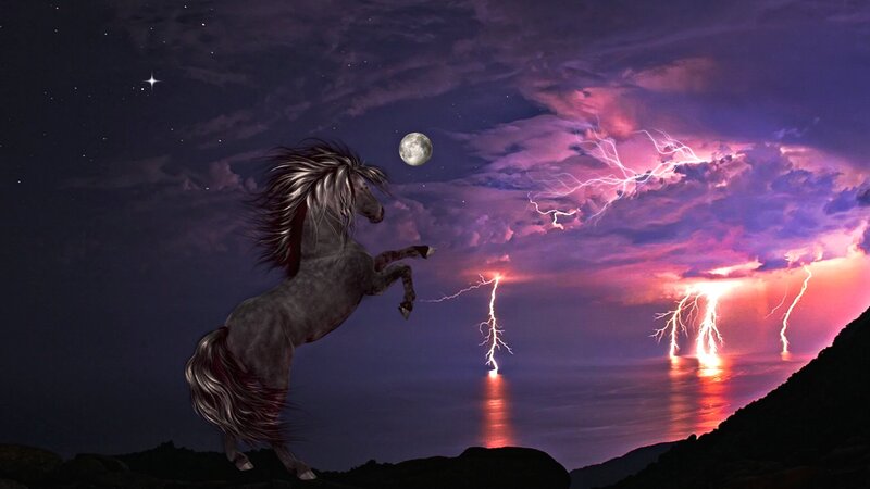 Rearing Horse on Cliff