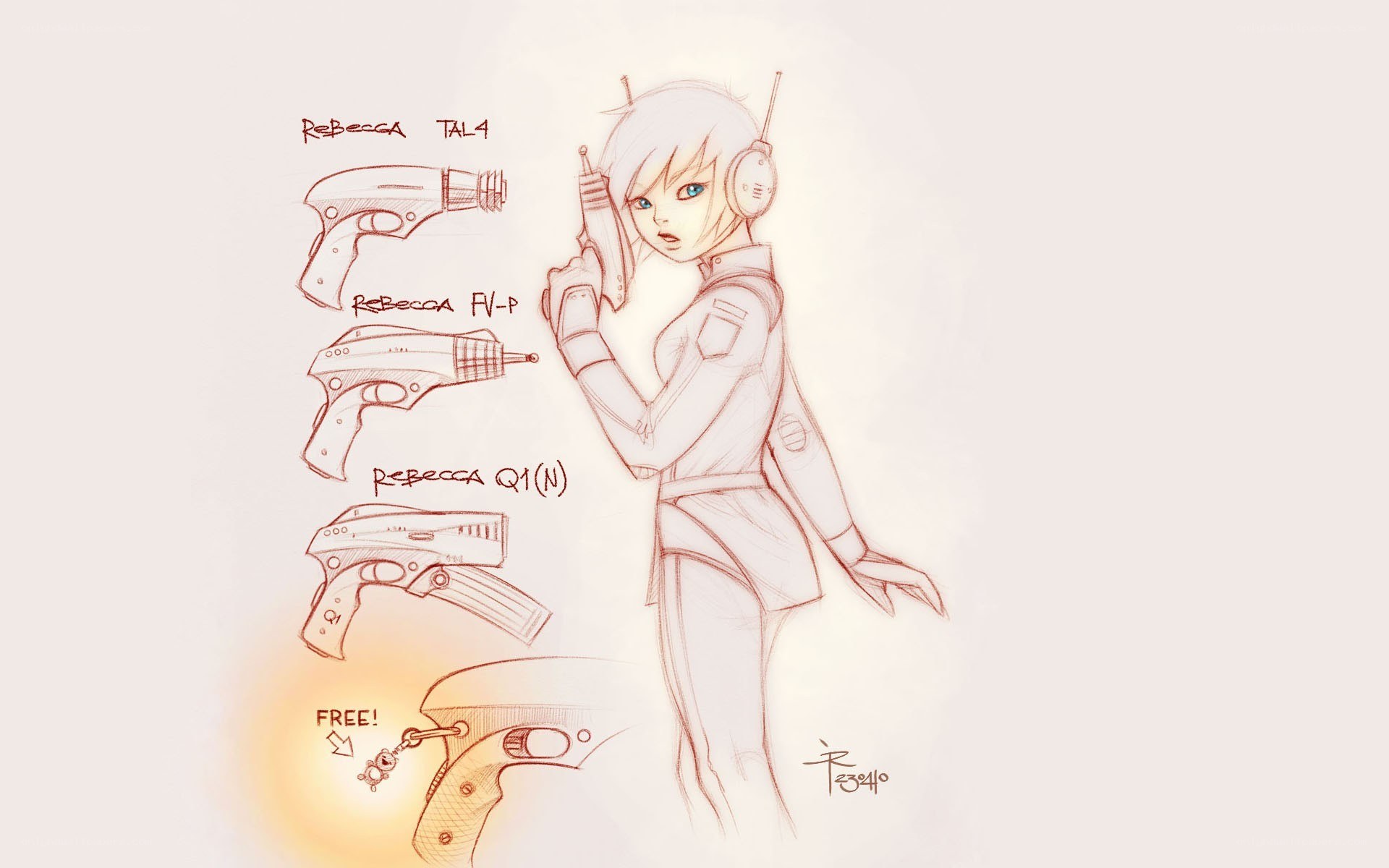 Rebecca character design sheet