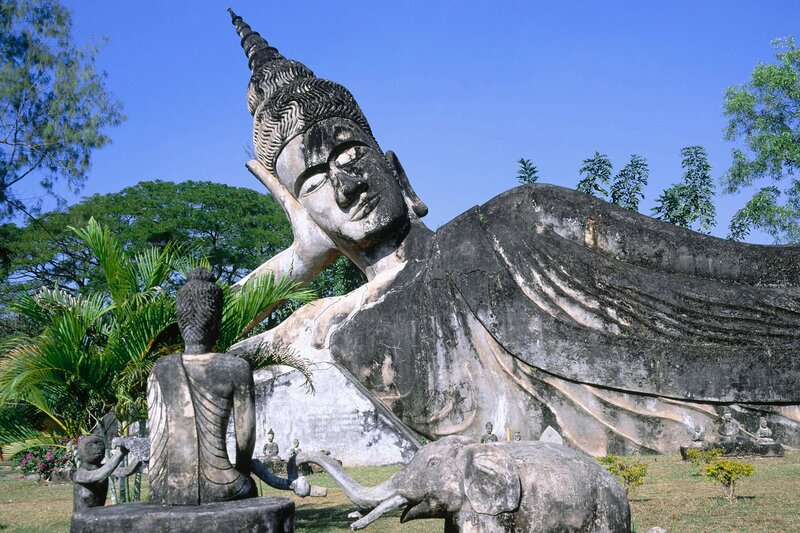 Reclining Buddha Statue — Blue