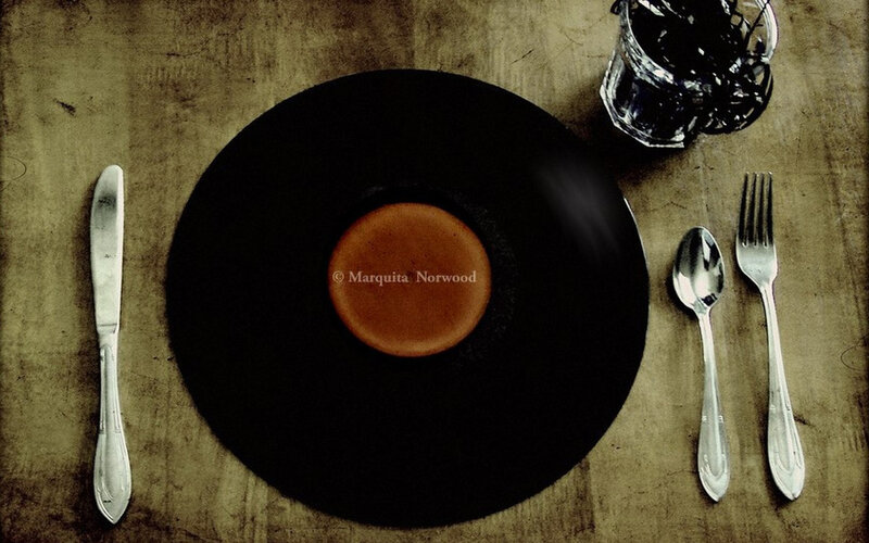 Record as Plate with Food — Black, Still Life