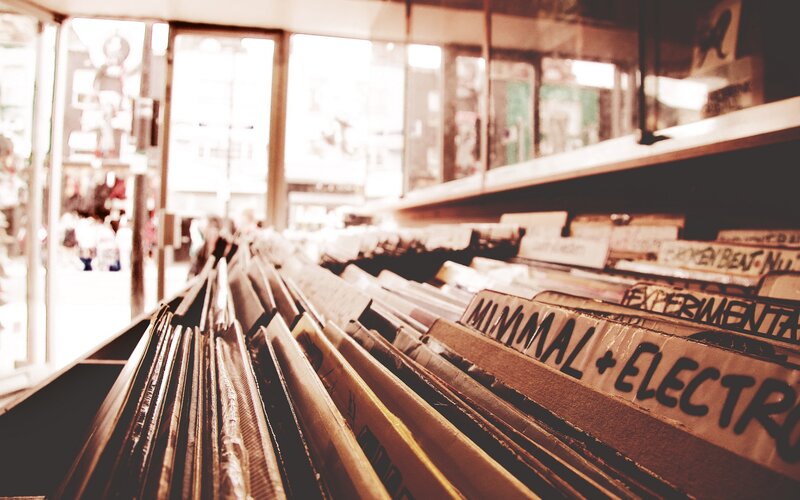 Record store vinyl collection
