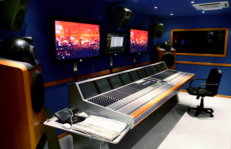 Recording Studio Control Room — Blue