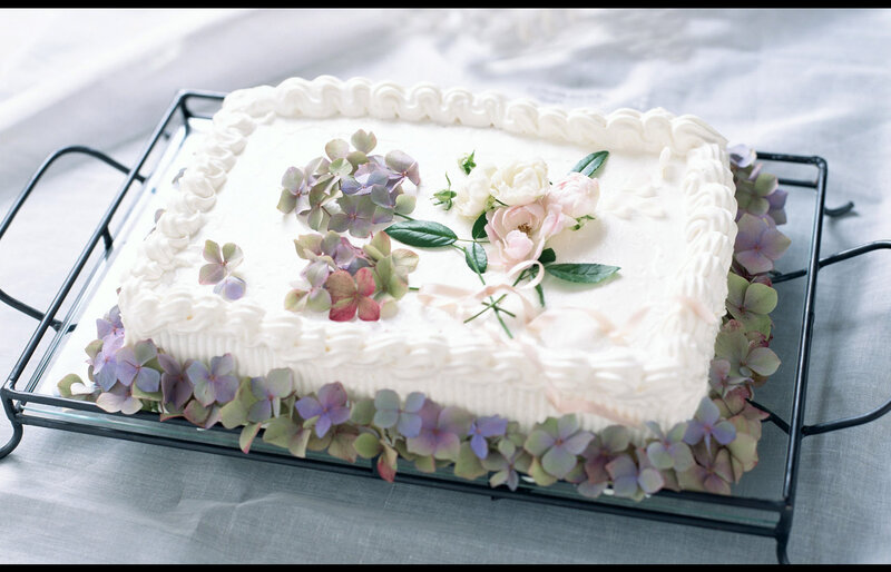 Rectangular Cake with Flowers