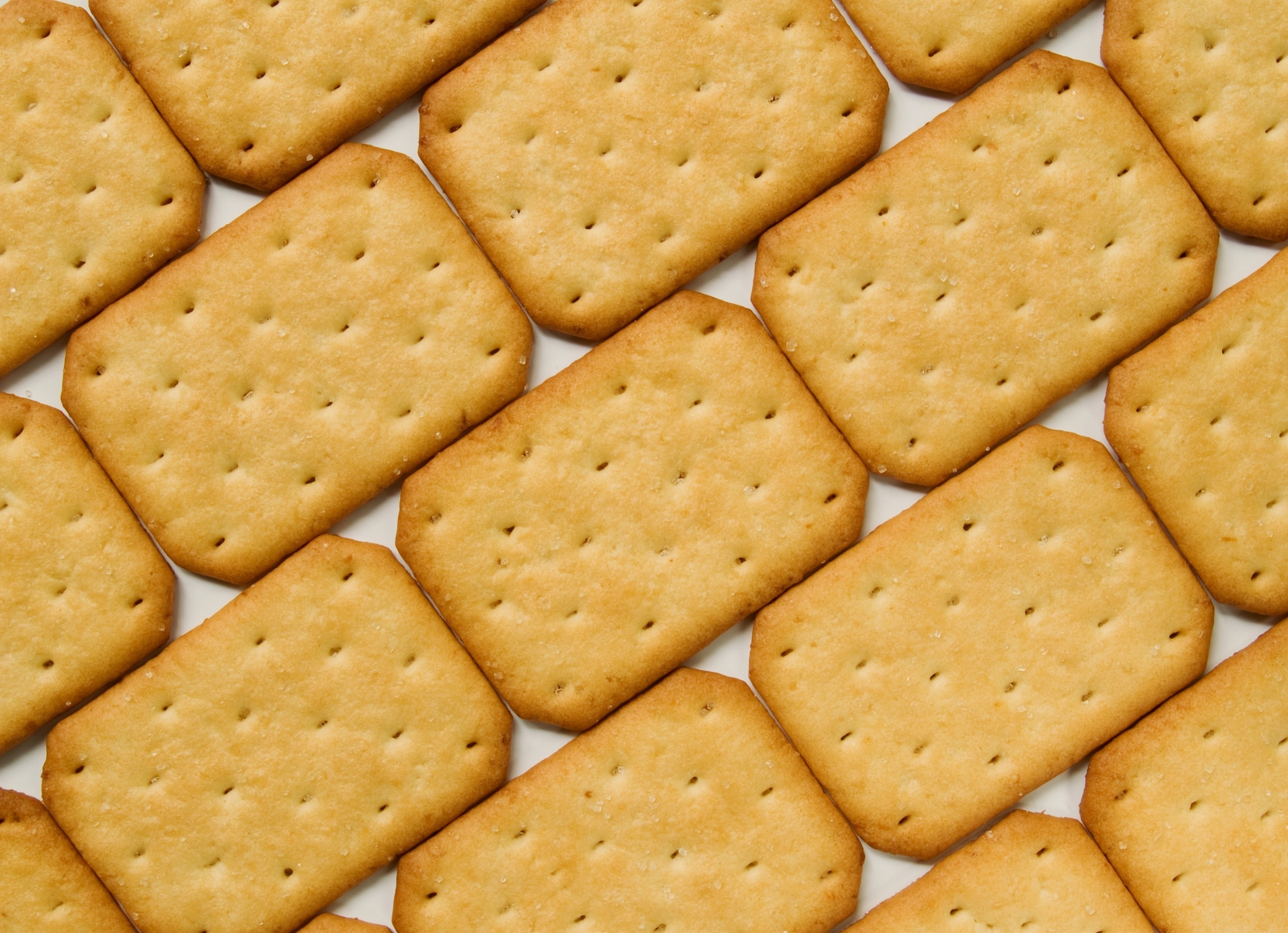 Rectangular crackers on white surface