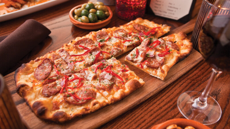 Rectangular Pizza on Board — Brown, Warm