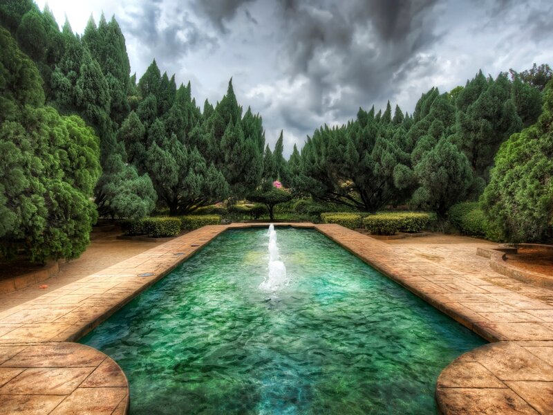 Rectangular Pool with Fountain