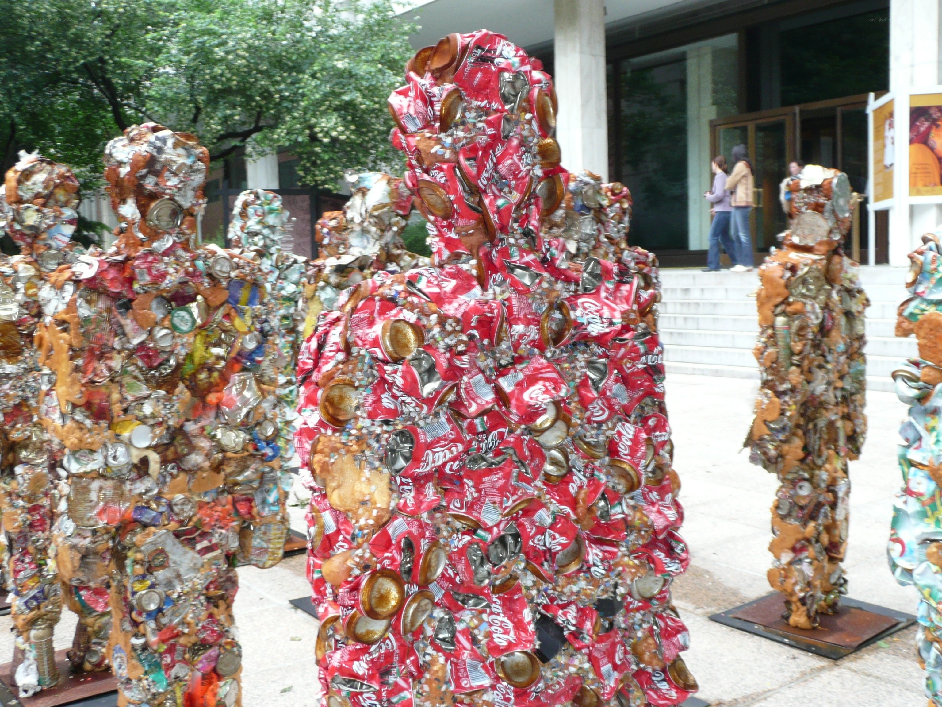 Recycled bottle sculptures