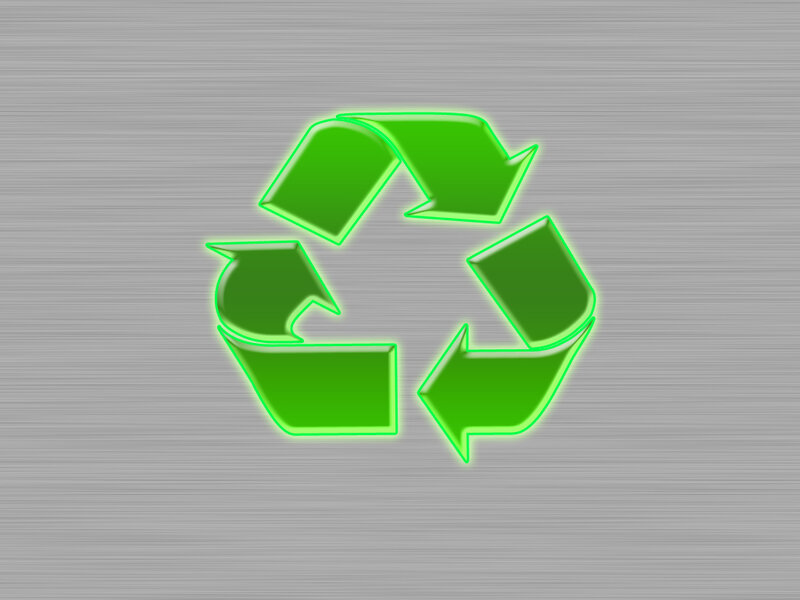 recycling symbol on metal