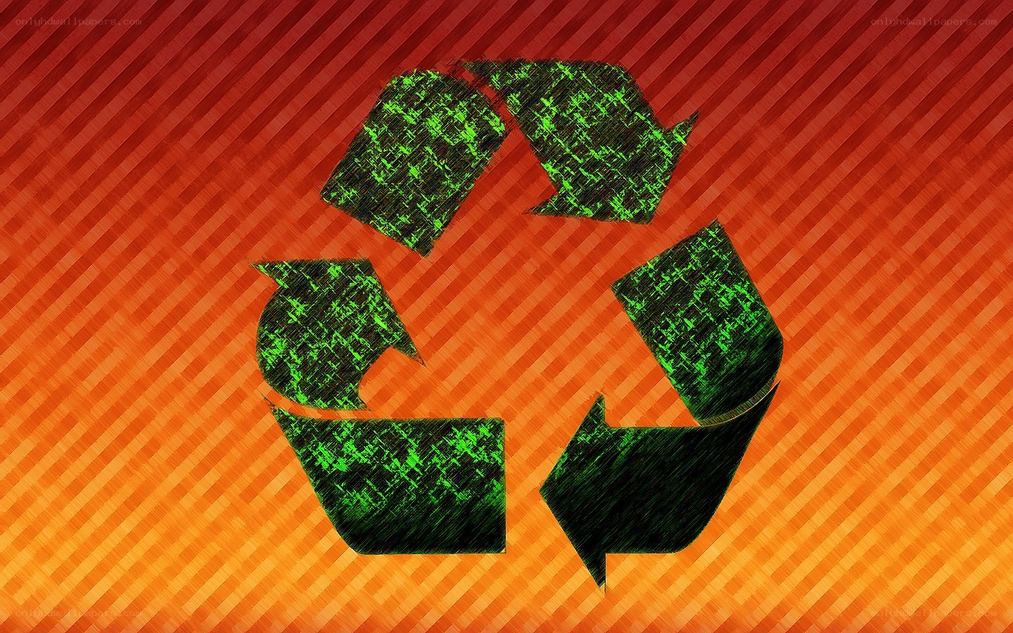 recycling symbol on striped background