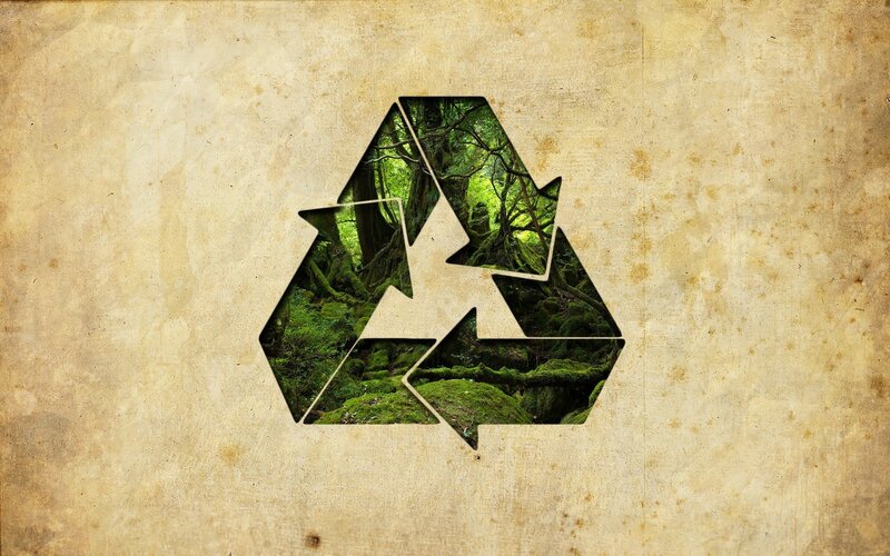 Recycling symbol with forest