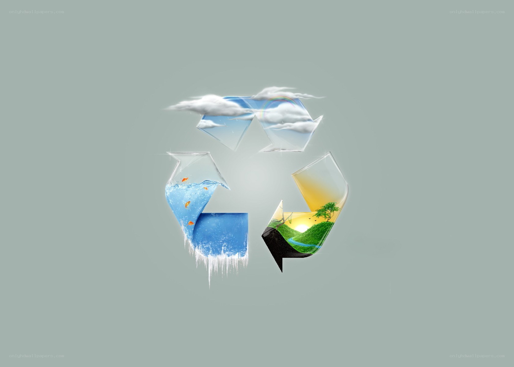 Recycling symbol with nature elements