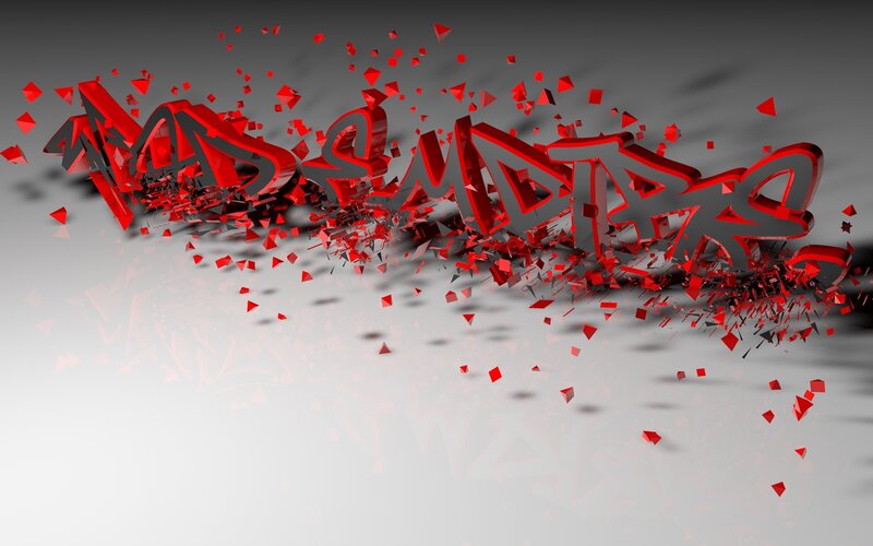 Red 3D text explosion