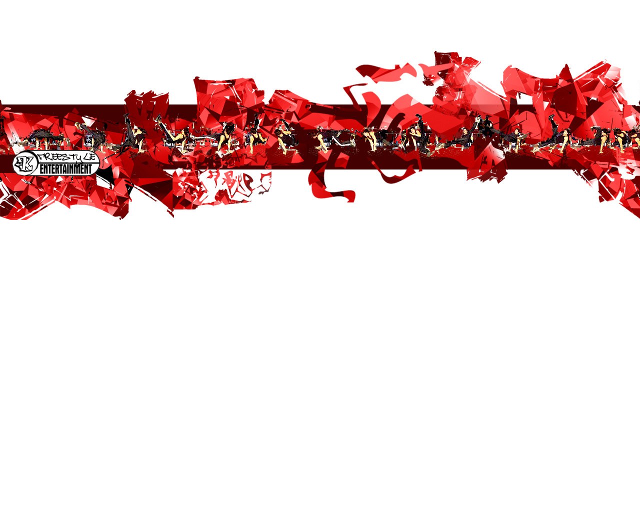 Red abstract banner with dancers