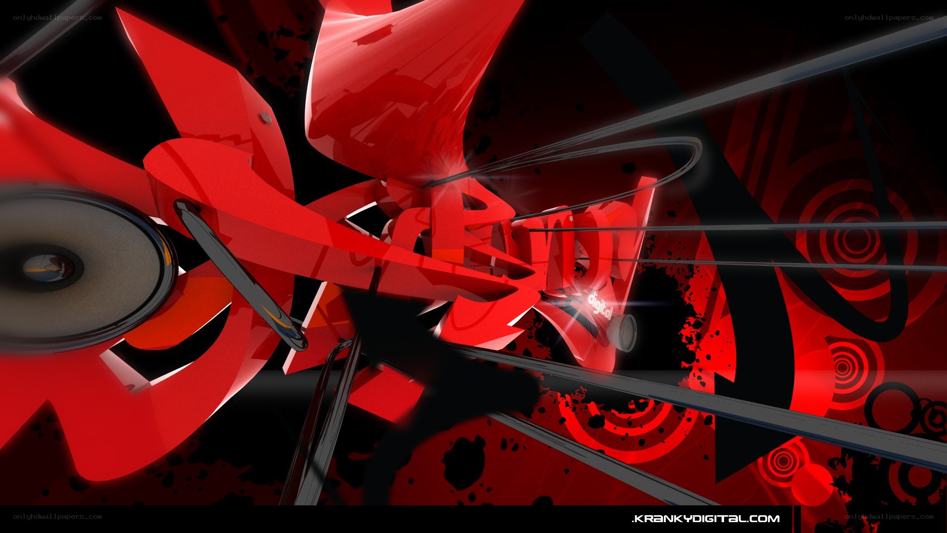 Red abstract digital art