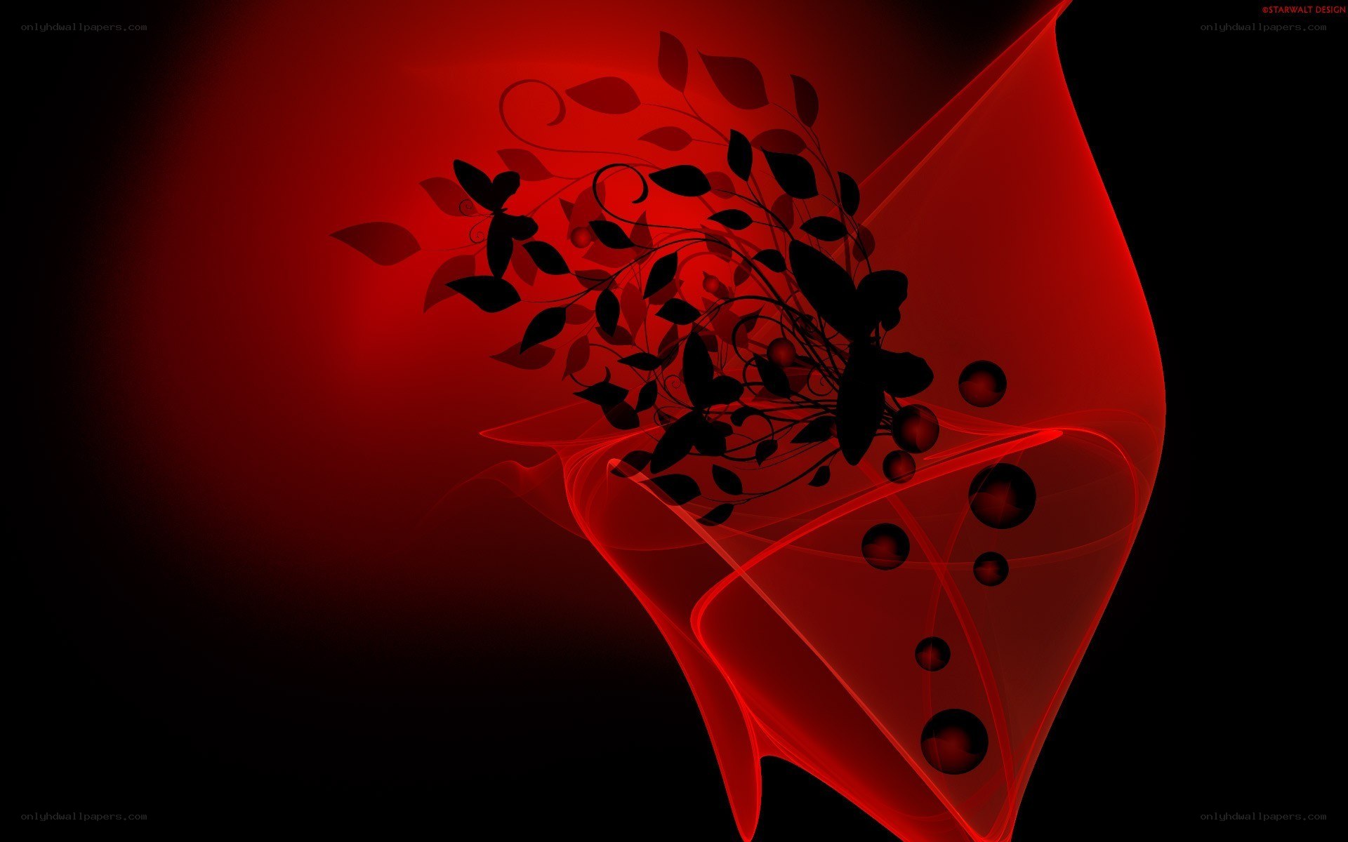 Red abstract floral design