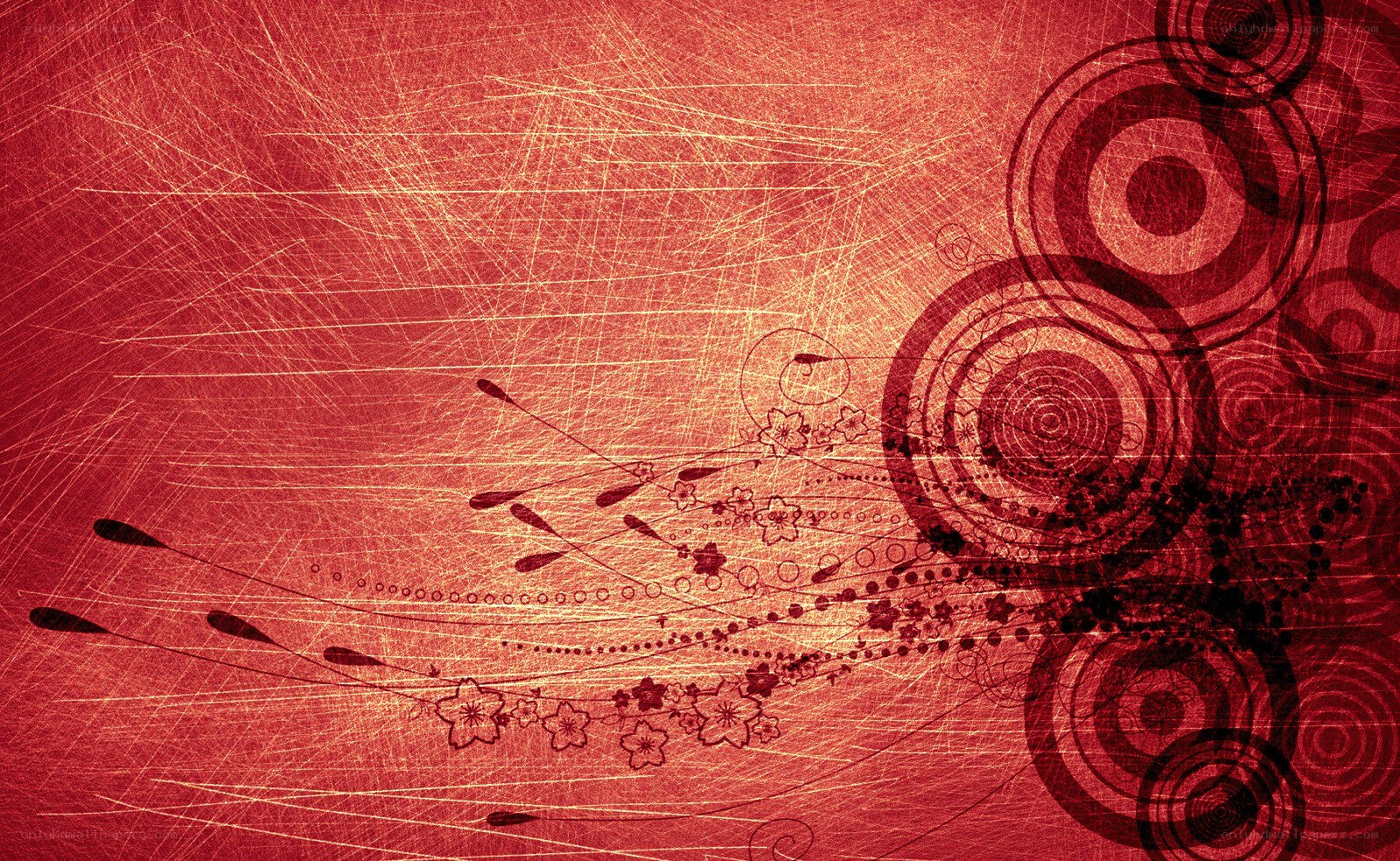red abstract floral design