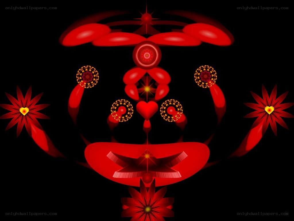 Red abstract floral design