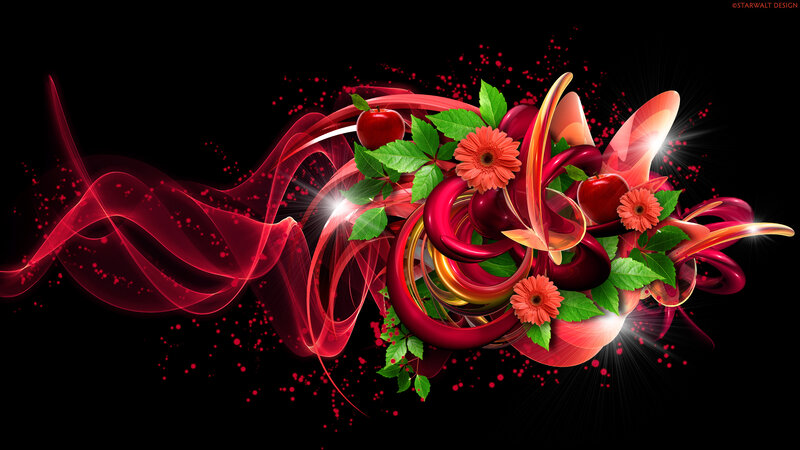 Red Abstract Floral Design — Dramatic
