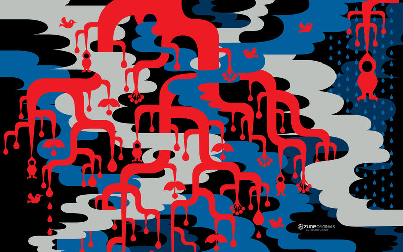Red Abstract Flow Art