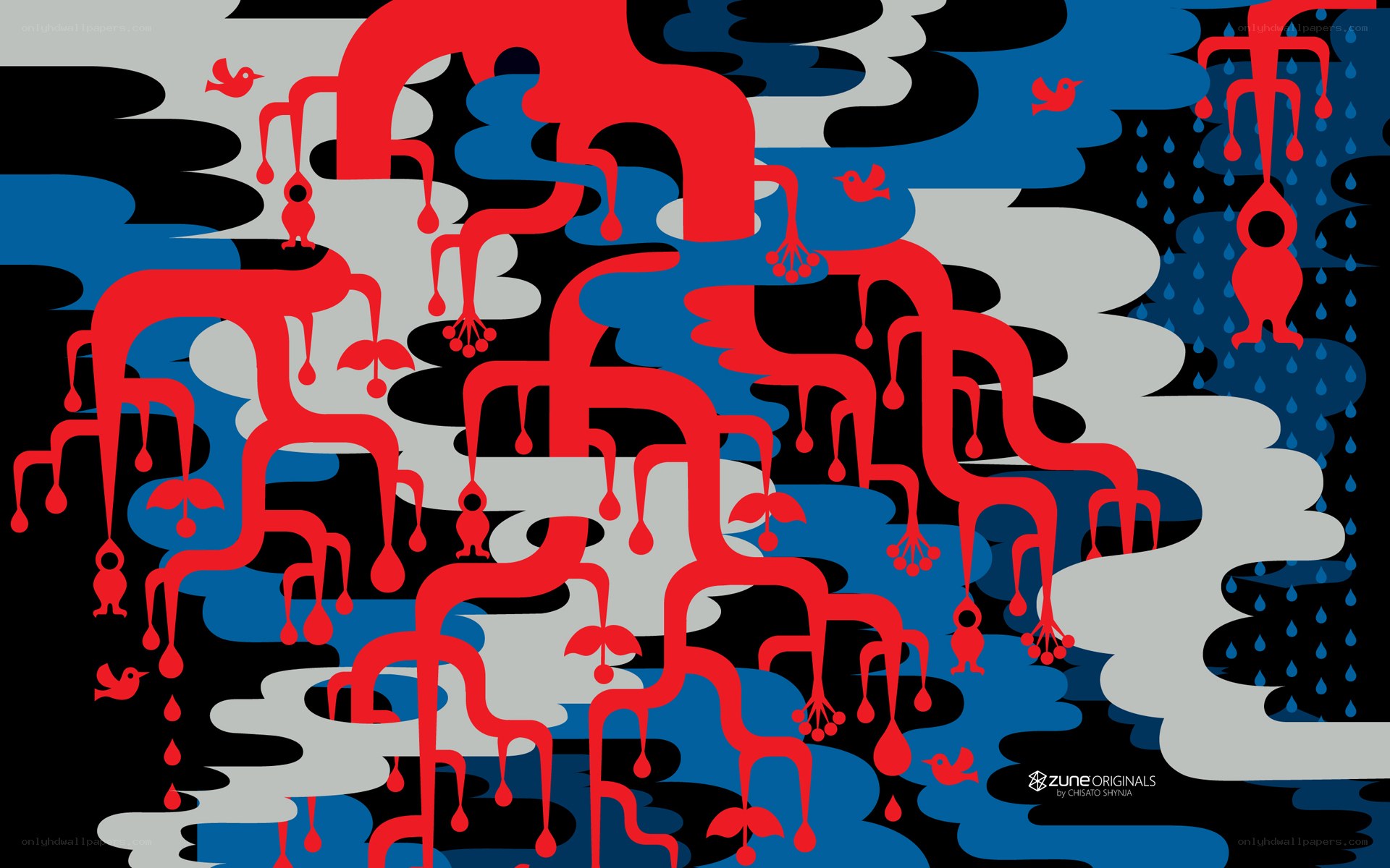 Red Abstract Flow Art