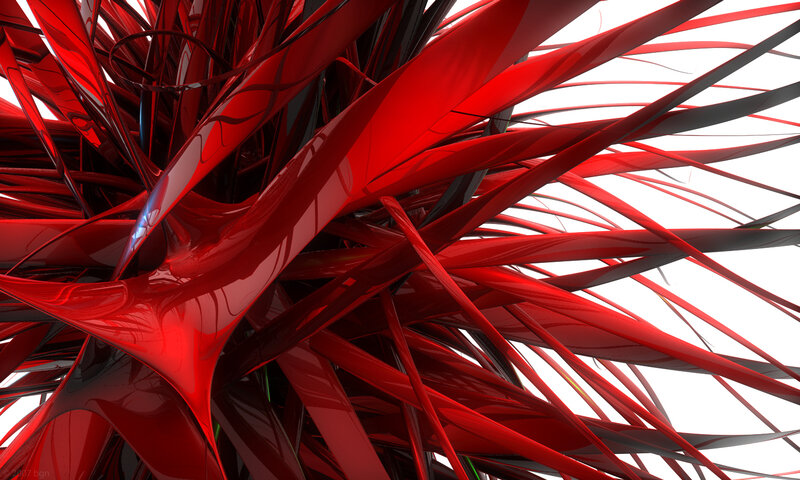 Red abstract flowing forms