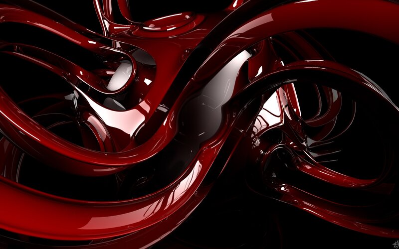 Red abstract fluid forms
