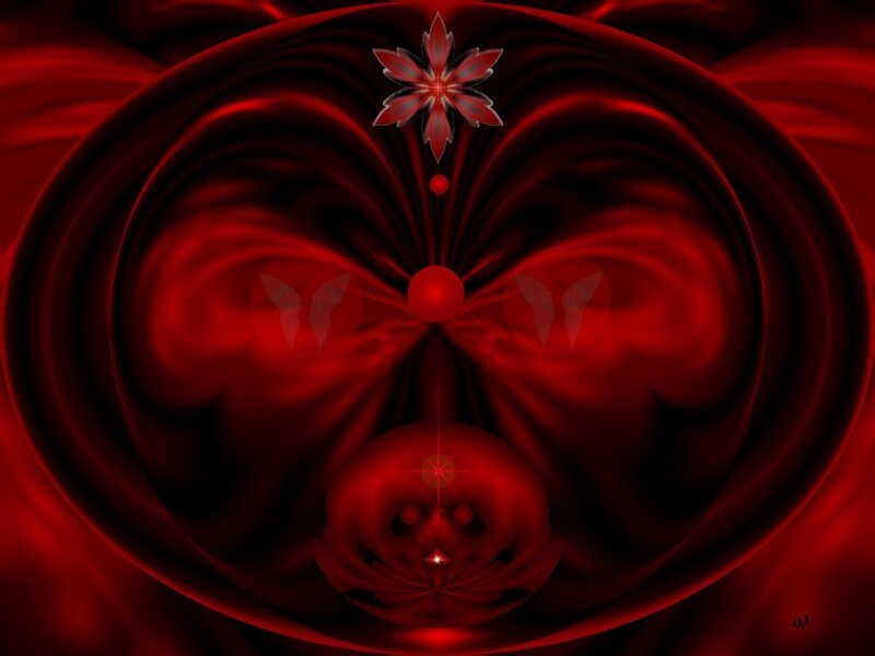 Red Abstract Fractal Design — Mystical