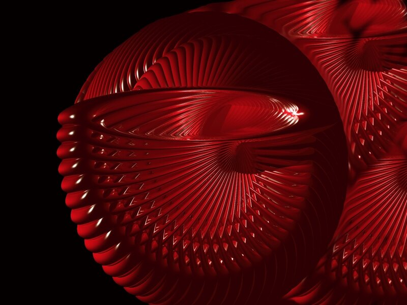 Red abstract fractal sculpture