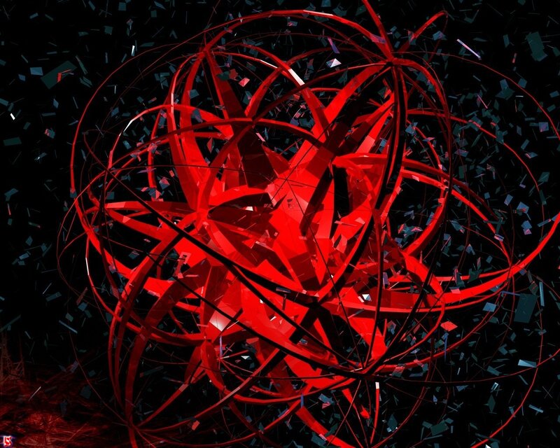 Red abstract geometric sphere