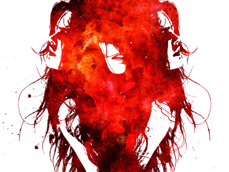 Red abstract portrait art