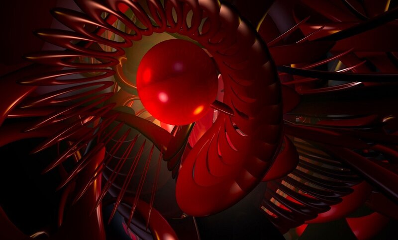 Red Abstract Sculpture — Dark