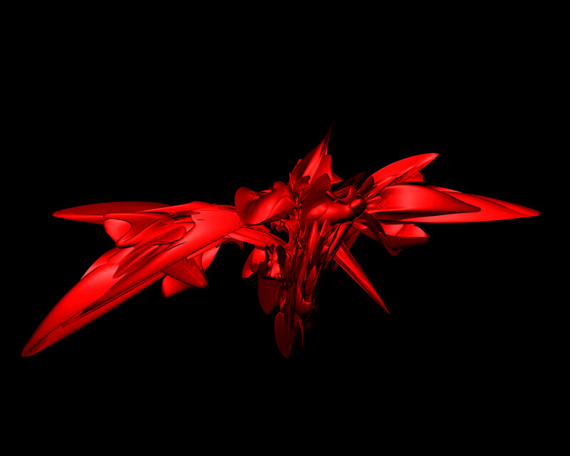 Red Abstract Sculpture — Dramatic, 3d Render