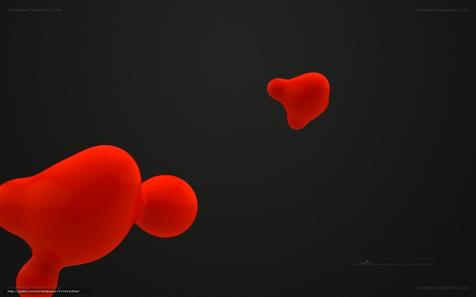 Red abstract shapes on black