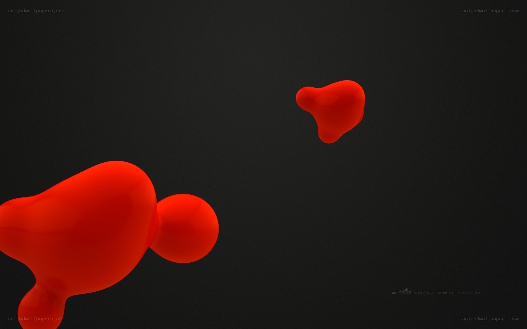 Red abstract shapes on black