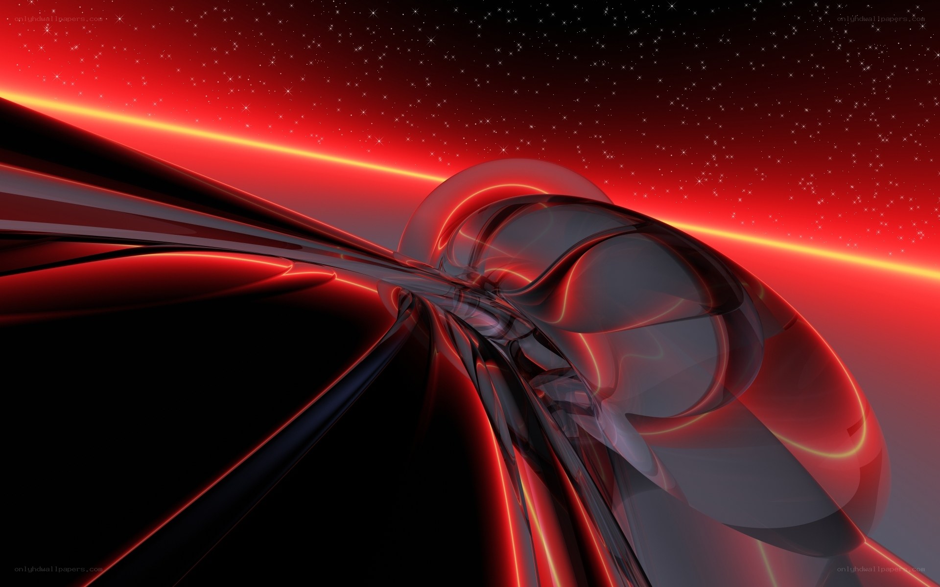 Red abstract space tunnel