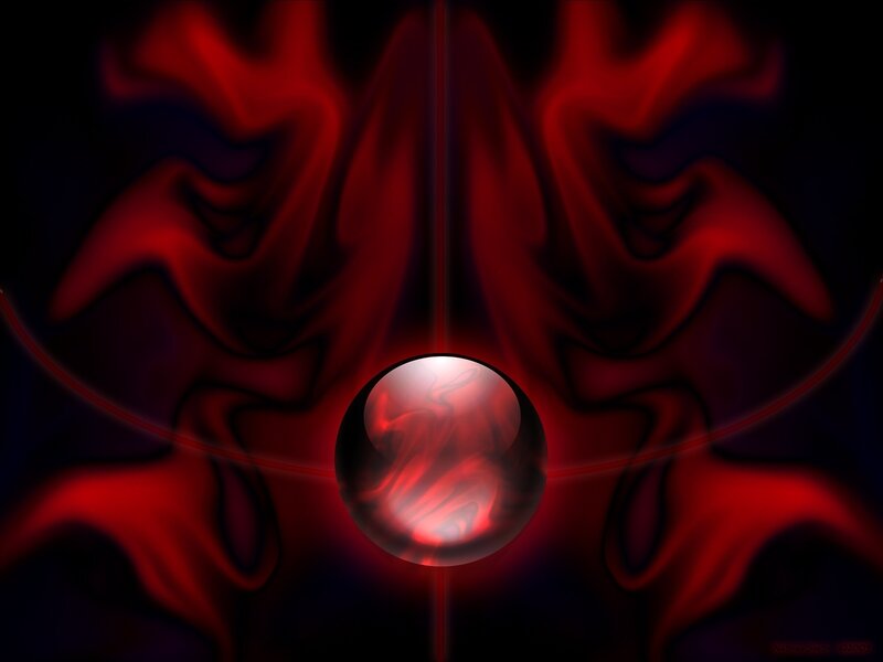 Red abstract sphere artwork
