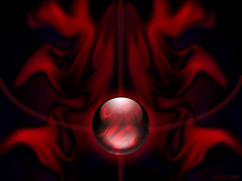 Red abstract sphere with flowing patterns