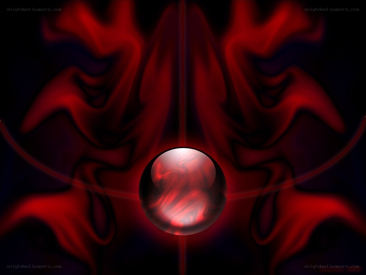 Red abstract sphere with flowing patterns