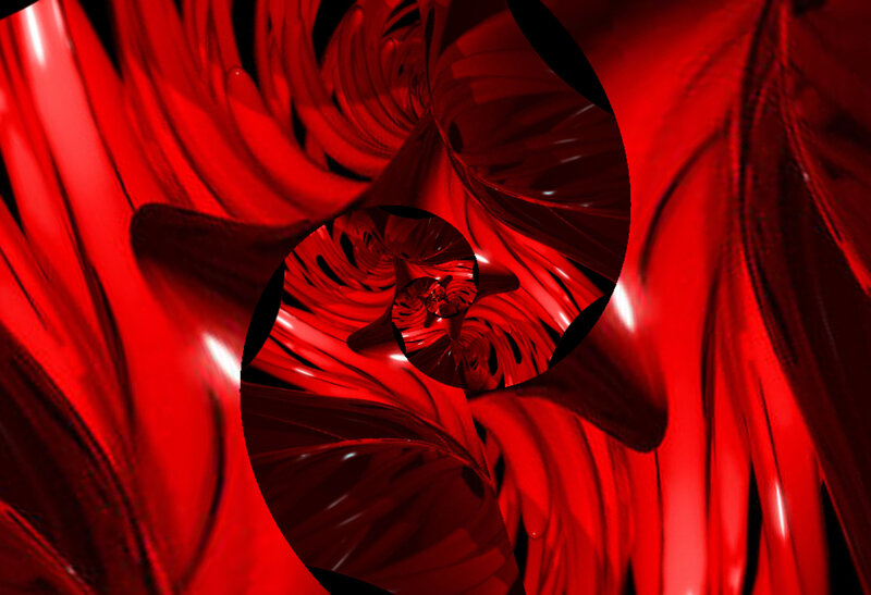 Red abstract spiral tunnel