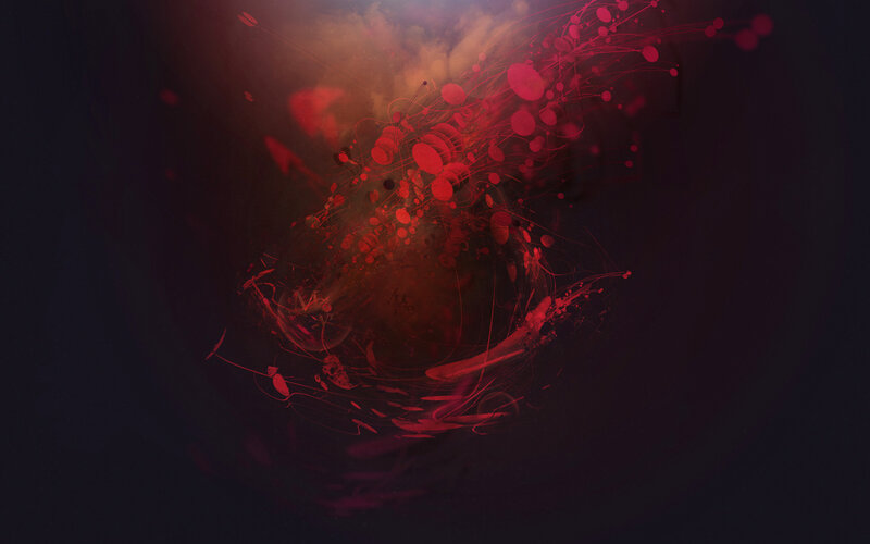Red abstract splatter art